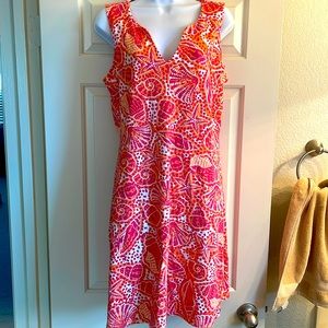 Hatley M pink orange beach v-neck tank dress